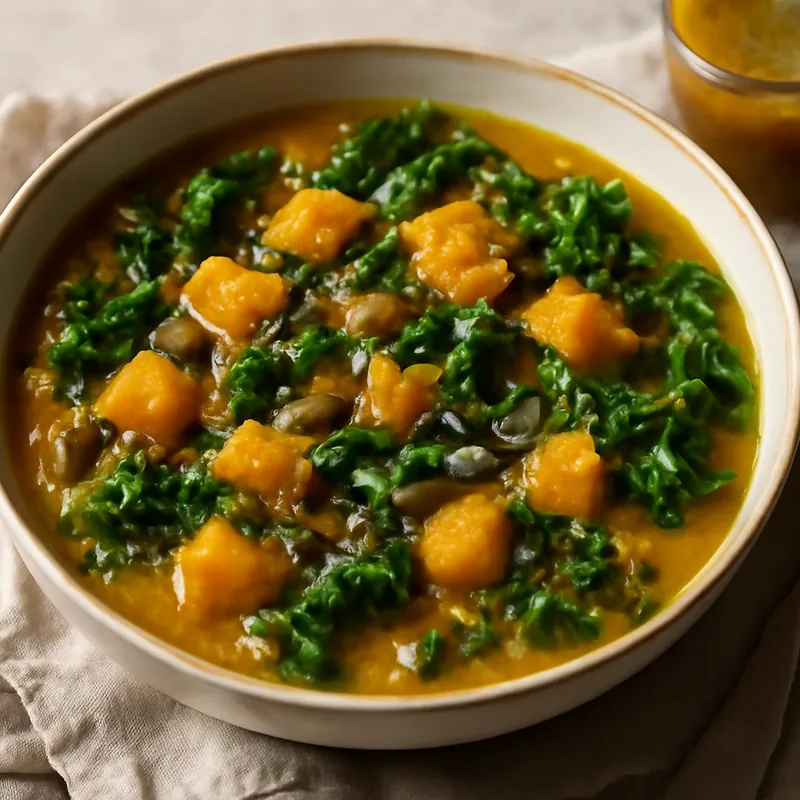 Herbstlicher pflanzenbasierter Keto-Kürbis-Eintopf mit Kombucha-Dressing – das perfekte Wohlfühlgericht