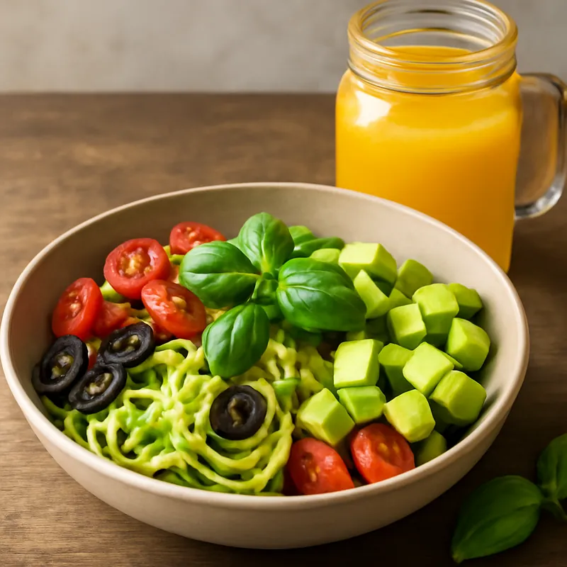 Keto Vegane Mittelmeer-Bowl mit fermentiertem Kurkuma-Getränk – lecker & gesund